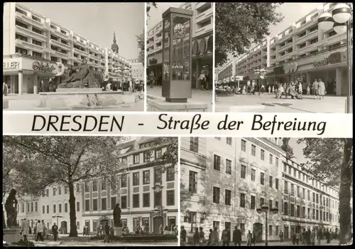 Innere Neustadt-Dresden Straße der Befreiung Mehrbild Fotokarte 1980