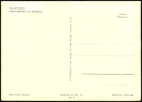 Ansichtskarte Bautzen Budyšin Michaeliskirche und Eselsberg - Fotokarte 1958