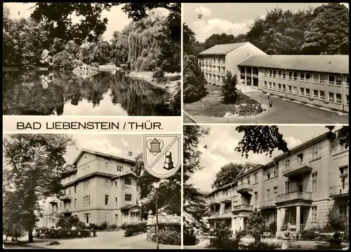 Bad Liebenstein DDR Mehrbildkarte Kurheimen, Therapie-Gebäude,  Park 1978