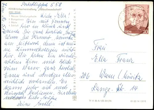 Klink (Müritz) FDGB Urlaubersiedlung Völkerfreundschaft DDR Mehrbildkarte 1975