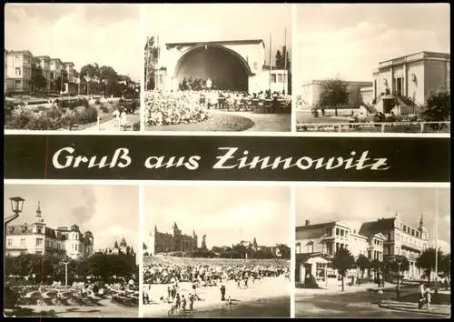 Ansichtskarte Zinnowitz DDR Mehrbildkarte mit 6 Ortsansichten 1969