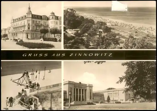 Zinnowitz Gruss-Aus DDR Mehrbildkarte 4 Ortsansichten u.a. Ostsee Strand 1969