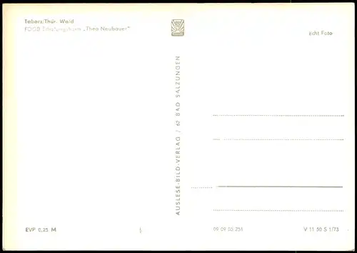 Ansichtskarte Tabarz/Thüringer Wald FDGB Erholungsheim Theo Neubauer 1973