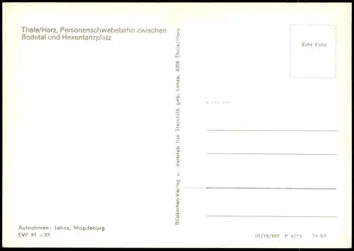 Ansichtskarte Thale (Harz) Bodetal-Seilbahn - 3 Bild 1975