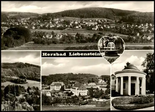 Bad Liebenstein Heinrich-Mann-Sanatorium, Blick zur Ruine, Brunnentempel 1971