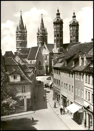 Ansichtskarte Naumburg (Saale) Straßenpartie mit Geschäften und Dom 1977