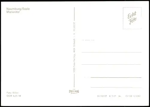 Ansichtskarte Naumburg (Saale) Marientor 1977