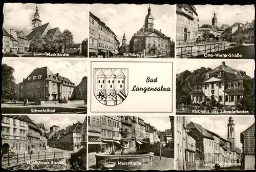 Ansichtskarte Bad Langensalza Marktkirche, Marktstraße, Brückgasse 1958