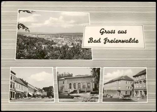 Bad Freienwalde DDR Mehrbildkarte mit Ortsansichten u.a. Postamt, Kurhaus 1966