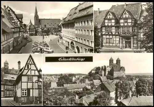Quedlinburg DDR Mehrbildkarte mit Markt Finkenherd Klopstock-Haus uvm. 1972