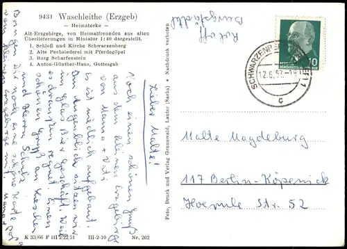 Waschleithe-Grünhain-Beierfeld DDR MB Miniatur-Schauanlage Heimatecke 1967