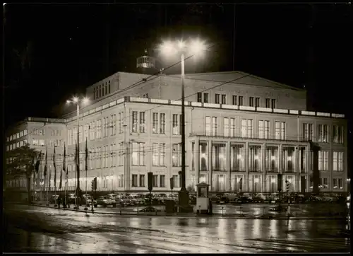 Ansichtskarte Leipzig Oper Opernhaus bei Nacht zur DDR-Zeit 1962