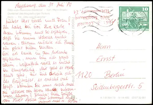 Magdeburg Otto-Guericke-Denkmal, Karl Marx Straße, Dom, Magdeburger Reiter 1978