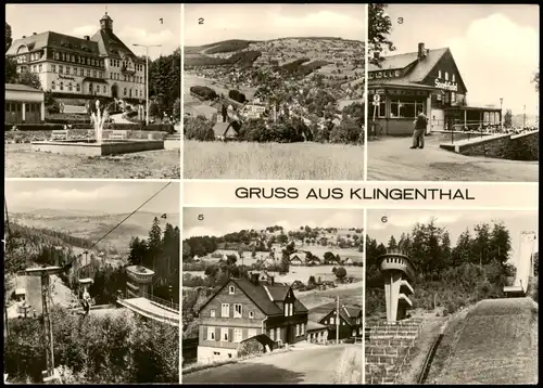 Klingenthal DDR Mehrbild-AK mit HO-Sporthotel, Aschberg-Schanze uvm. 1981/1980