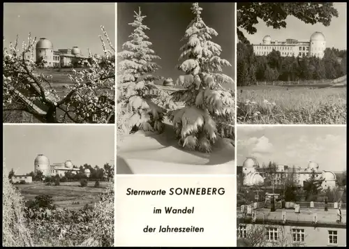 Sonneberg DDR Mehrbild-AK Sternwarte im Wandel der Jahreszeiten 1974