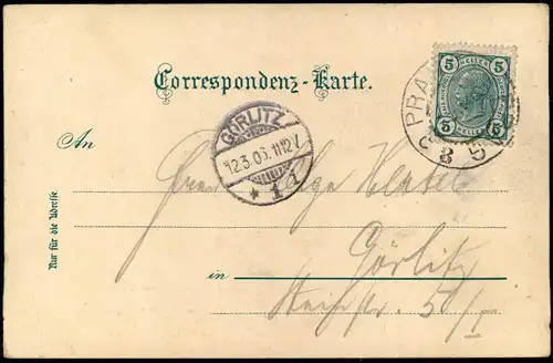 Postcard Prag Praha Karlsbrücke/Karlův most und Stadt 1903