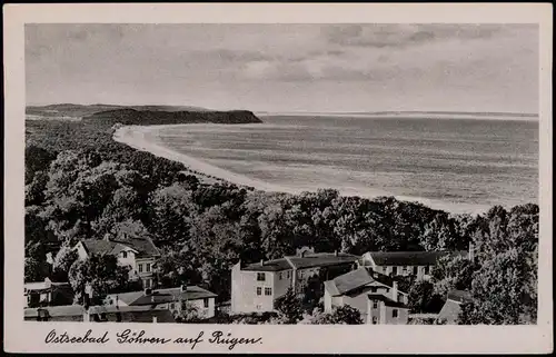 Ansichtskarte Göhren (Rügen) Blick über Stadt zum Strand 1950