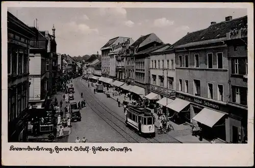 Brandenburg an der Havel Hauptstraße, Straßenbahn Möbel Seibmann 1943  Feldpost