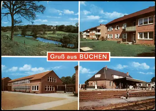 Ansichtskarte Büchen (b Lauenburg) 4 Bild: Umland, Neubauten, Bahnhof 1978