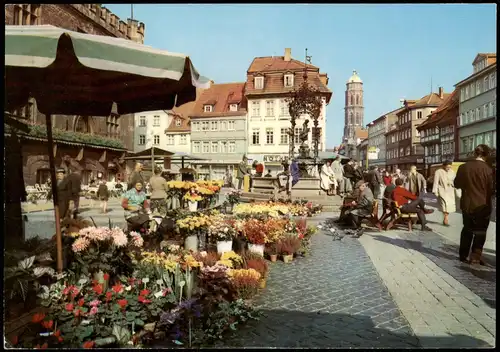 Ansichtskarte Göttingen Blumenmarkt am Gänselieselbrunnen 1970