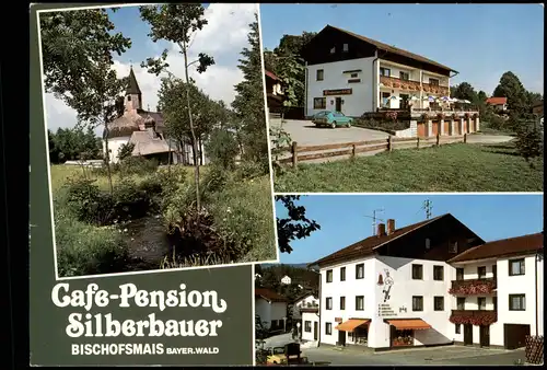 Ansichtskarte Bischofmais Café-Pension-Konditorei Silberbauer, Kirche 1992