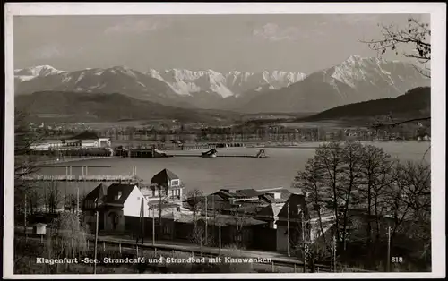 Ansichtskarte Klagenfurt Strandcafé und Strandbad mit Karawanken 1939