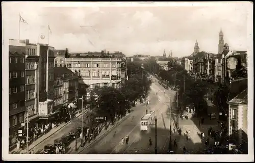 Ansichtskarte St. Pauli-Hamburg Reeperbahn, Straßenbahn - Fotokarte 1939