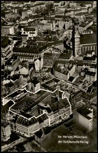 Ansichtskarte München Luftbild mit Verlagshaus Süddeutsche Zeitung 1963