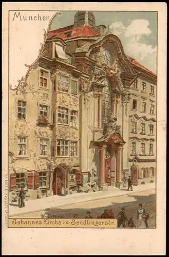 Ansichtskarte München Sendlingerstraße Johanniskirche - Künstlerkarte# 1904