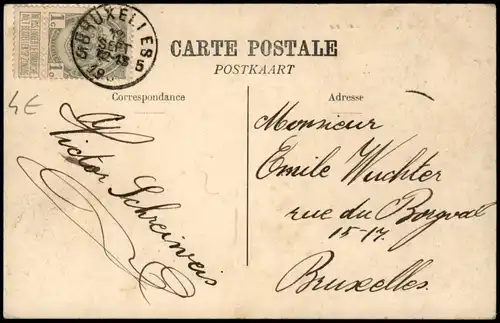 Postkaart Brüssel Bruxelles Quai au Foin 1912