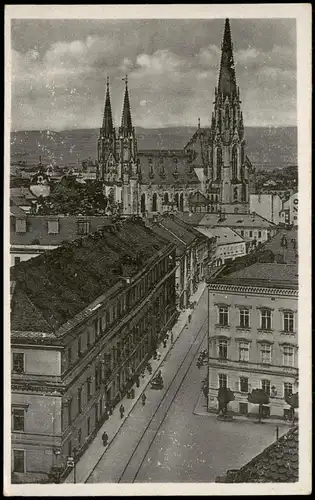 Postcard Olmütz Olomouc Straße, Dom, Panorama 1932