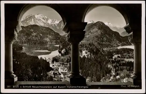 Schwangau Blick v. Schloß Neuschwanstein auf Hohenschwangau 1937