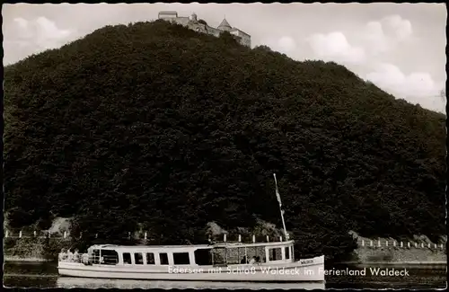 Waldeck Edersee mit Schloß Waldeck im Ferienland Waldeck Schiff 1963