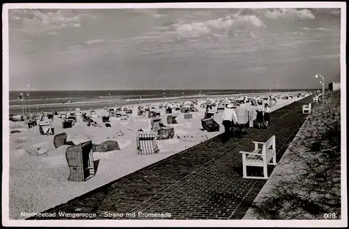 Ansichtskarte Wangerooge Strand Promenade 1952  gel. Posthorn Notopfer Berlin