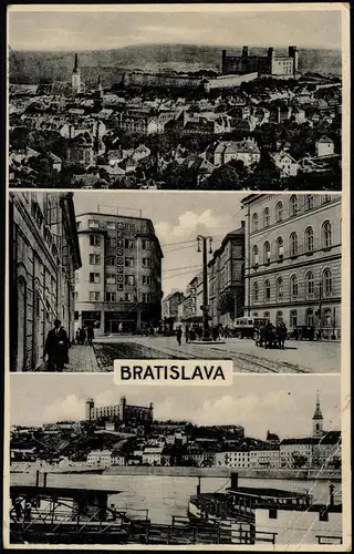 Postcard Pressburg Bratislava 3 Bild: Stadt, Metropol, Fähre 1935