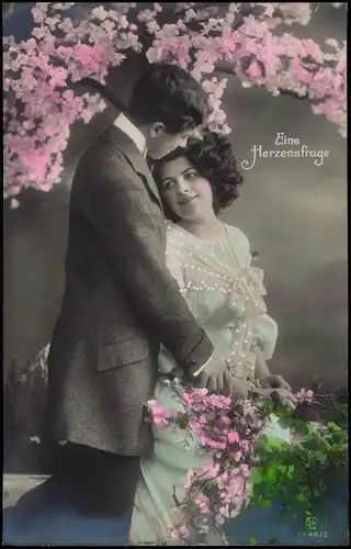 Ansichtskarte  Liebe Liebespaare - Love: Mann Frau - colorierte Fotokarte 1918