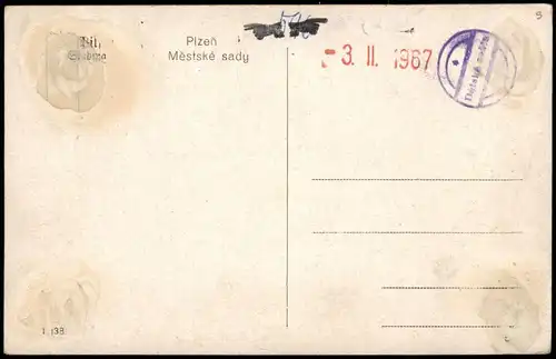 Postcard Pilsen Plzeň Městské sady 1967