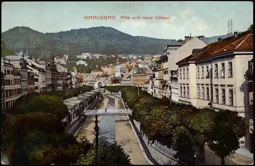 Postcard Karlsbad Karlovy Vary Alte und neue Wiese. 1913