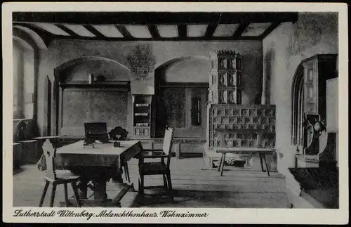 Ansichtskarte Lutherstadt Wittenberg Melanchthonhaus. Wohnzimmer 1958