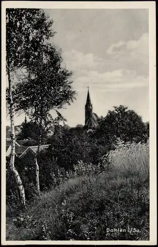 Ansichtskarte Dahlen Blick vom Hang auf die Kirche 1937