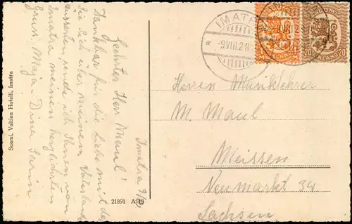 Postcard Imatra Umland Karelien Suomi 1928