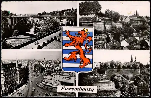 Postcard Luxemburg Adolphbrücke, Stadt, Straße 1955  gel. mit Briefmarke