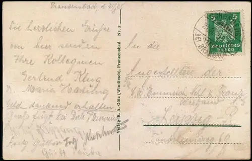 Postcard Franzensbad Františkovy Lázně Luftbild Fliegeraufnahme 1925