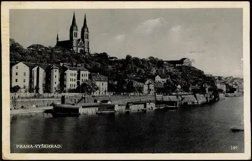 Postcard Wyschehrad-Prag Vyšehrad Praha Moldaupartie 1943  gel. Böhmen Mähren