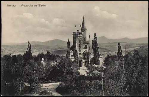 Teplitz-Schönau Teplice Franz Josefs-Warte, Bergkette Stadt 1915