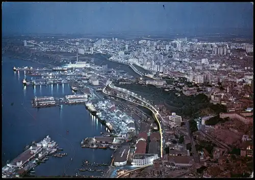 Postcard Oran (Algeria) وهران Luftbild am Abend 1972