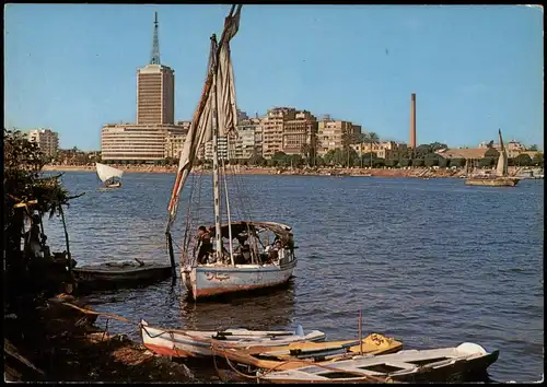 Postcard Kairo القاهرة General view on the Nile - Egypt 1977
