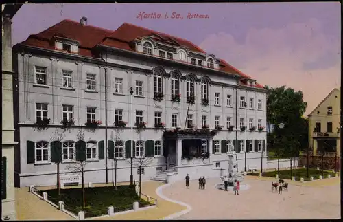 Ansichtskarte Hartha Partie am Rathaus 1924