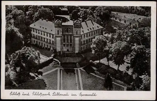 Ansichtskarte Lübbenau (Spreewald) Lubnjow Luftbild Schloß 1940