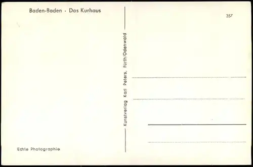 Ansichtskarte Baden-Baden Das Kurhaus - color Fotokarte 1954